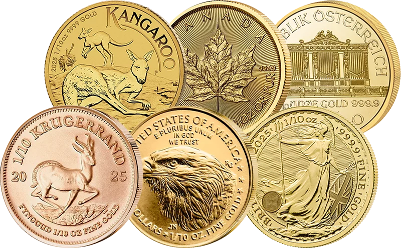 6 x 1/10 Unze Gold Die wichtigsten Anlagenmünzen der Welt