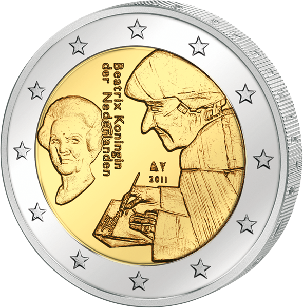 2 Euro Niederlande Erasmus von Rotterdam 2011 Vorderseite 2 Euro Niederlande Erasmus von Rotterdam 2011