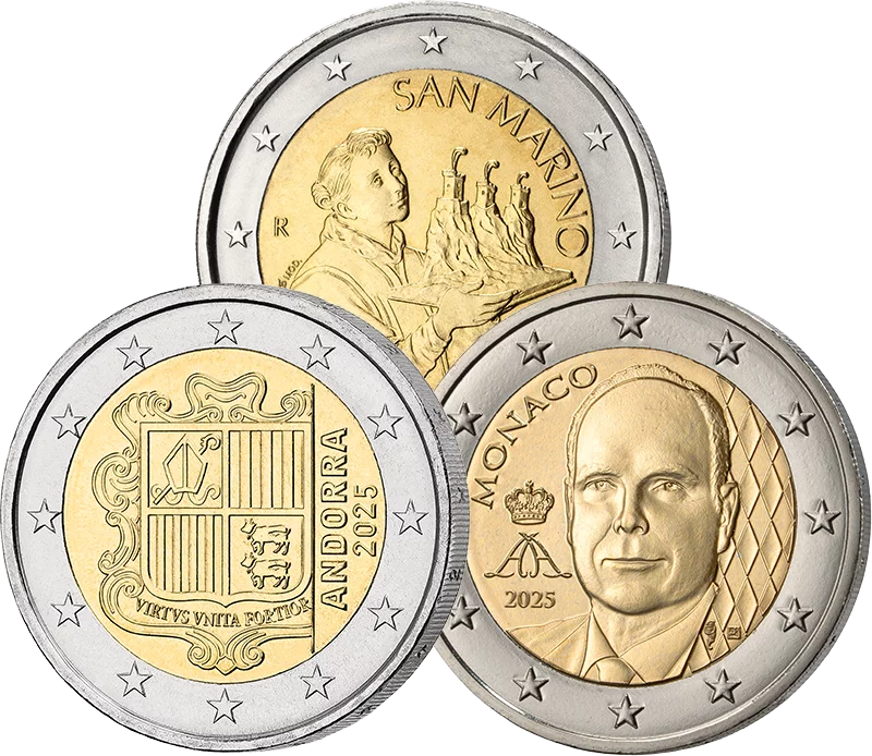 3 x 2 Euro Kursmünzen Kleinstaaten 2025