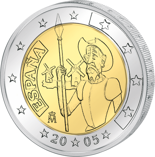 2 Euro Spanien Don Quijote 2005 Vorderseite 2 Euro Spanien Don Quijote 2005