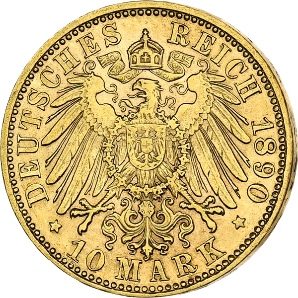 10 Mark Württemberg König Karl 1890 - 1891