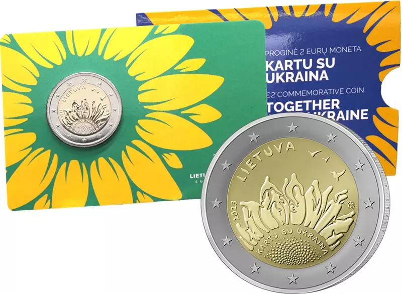 2 Euro Litauen Zusammen mit der Ukraine Coincard 2023 2 Euro Litauen Zusammen mit der Ukraine Coincard 2023