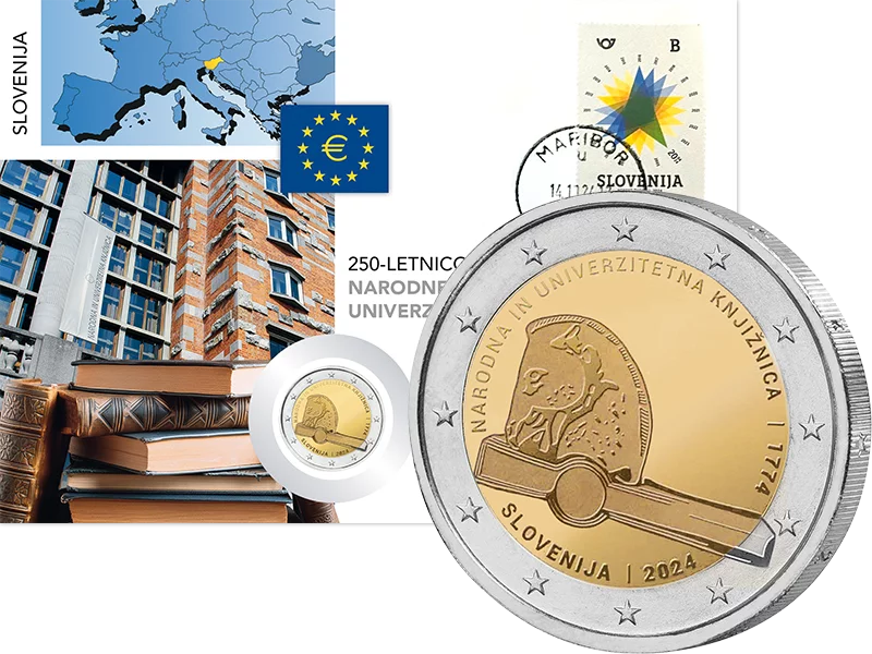 2 Euro Numisbrief Slowenien 250 Jahre National- und Universitätsbibliothek 2024