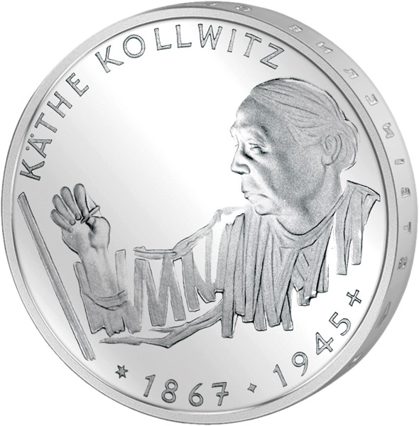 10 DM Münze BRD Käthe Kollwitz 1992 Polierte Platte | 330155