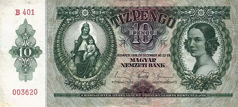 10 Pengö Ungarn Banknote Madonna mit Kind 1936