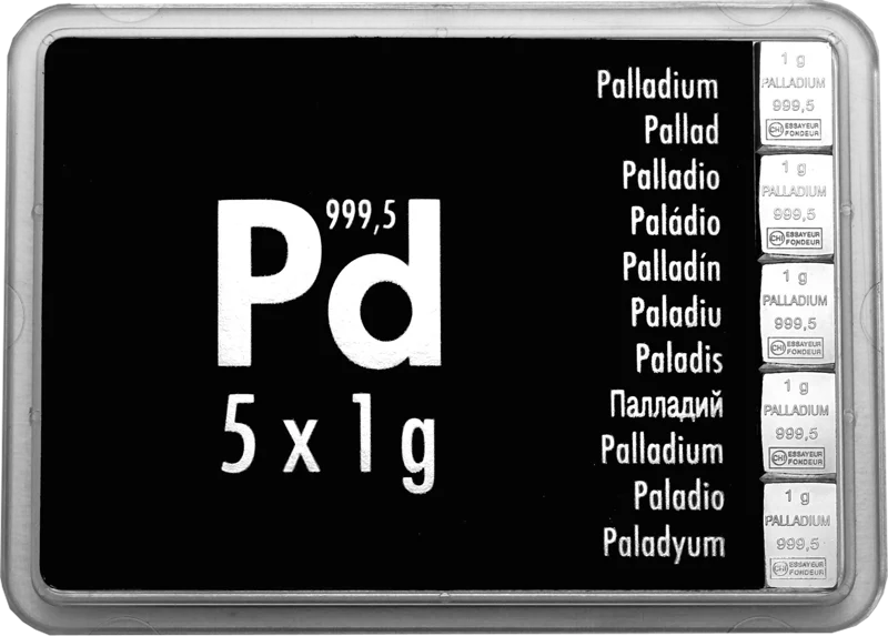 5 x 1 Gramm Palladium-Knickbarren CombiBar