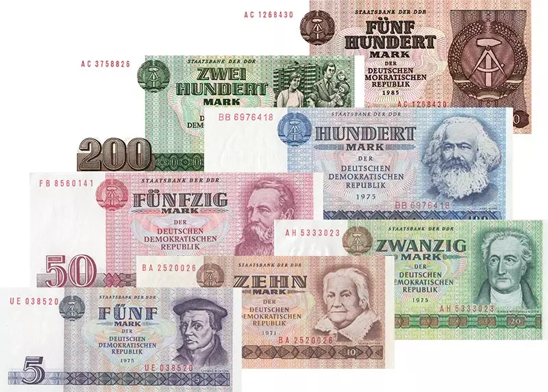 5 - 500 Mark DDR Banknoten Set 1971 - 1985