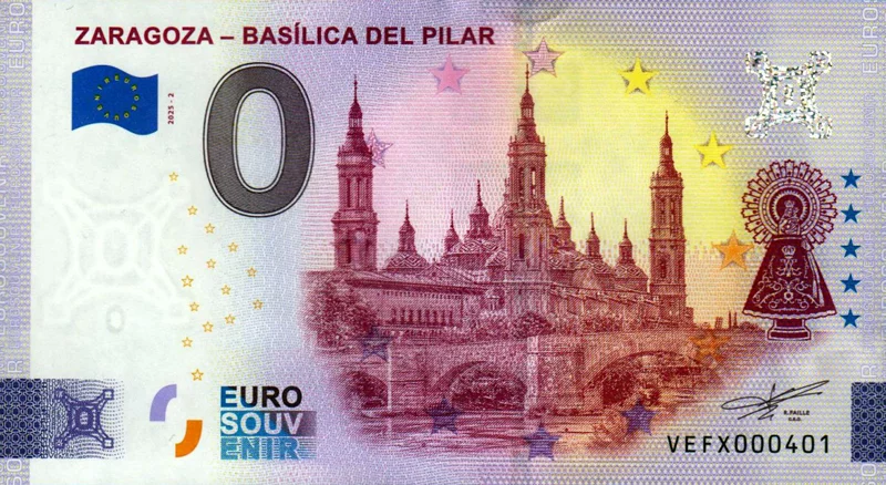 0-Euro-Banknote Spanien Zaragoza - Basilica del Pilar 2025