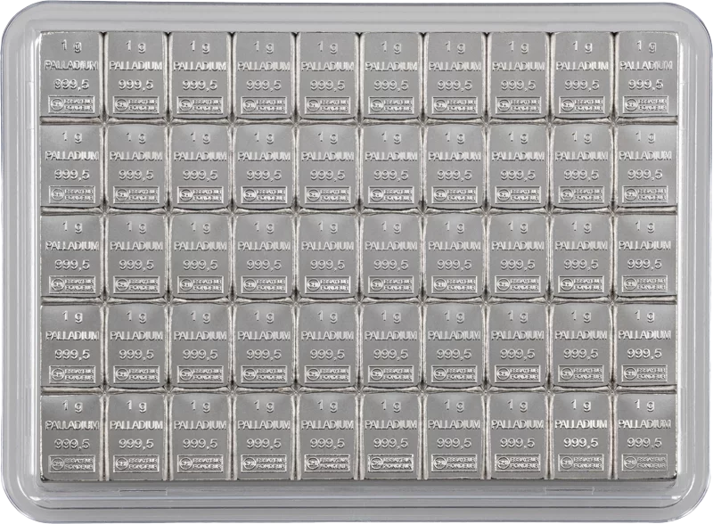 50 x 1 Gramm Palladium-Knickbarren CombiBar