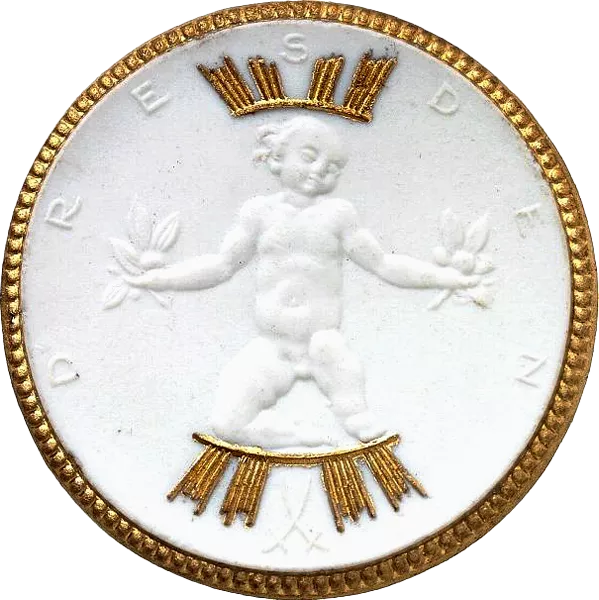 Porzellanmedaille Dresden auf die Jahresschau Deutscher Arbeit - Deutsche Erden 1922