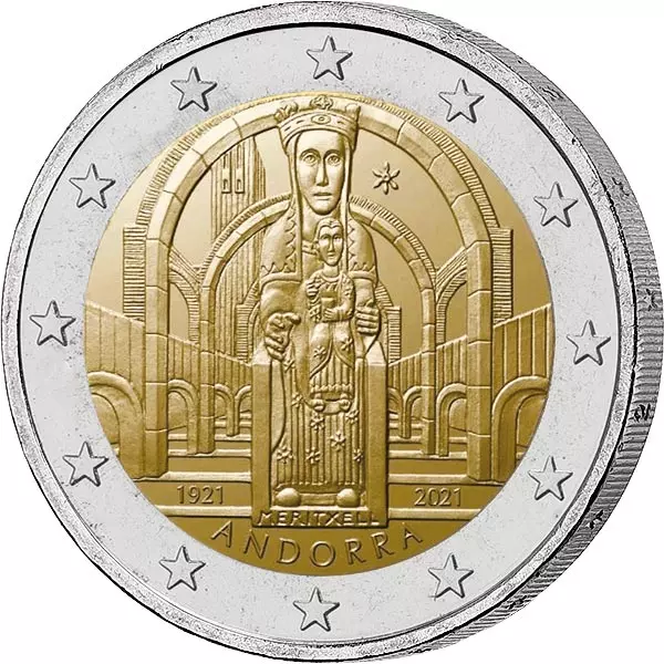 2 Euro Andorra 100. Jahrestag der Krönung unserer lieben Frau von Meritxell 2021