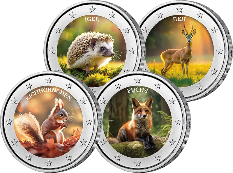 4 x 2 Euro Deutsche Waldtiere