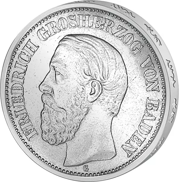 5 Mark Baden Großherzog Friedrich 1891-1902 5 Mark Baden Großherzog Friedrich 1891-1902