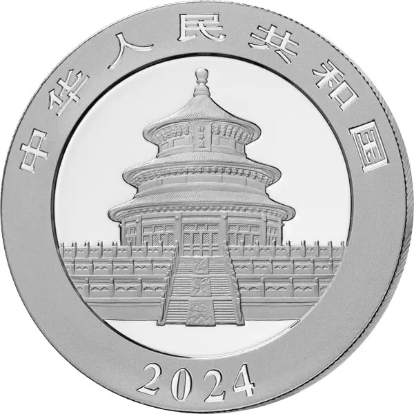 10 Yuan China Premium Panda Selection 2024 mit Platin- und Goldapplikation