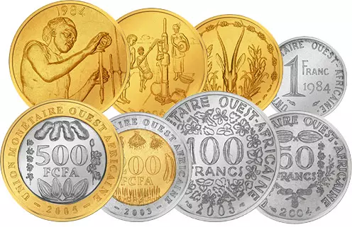 1 - 500 Francs Kursmünzensatz Westafrikanische Staaten 1967-2009