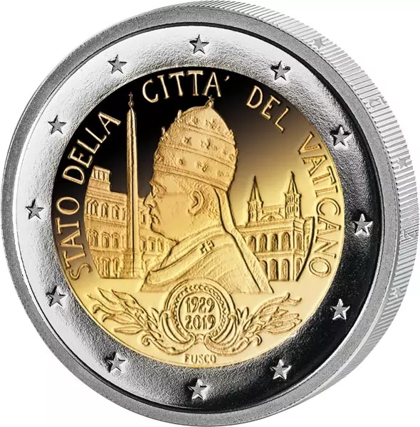 2 Euro Vatikan 90. Jahrestag der Gründung des Staates Vatikanstadt 2019 prägefrisch im Blister