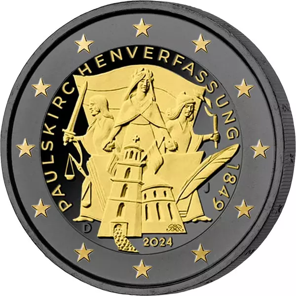 2 Euro BRD 175. Jubiläum Paulskirchenverfassung 2024 Golden Enigma Edition