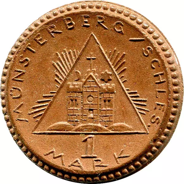 1 Mark Münsterberg Schlesien Böttger-Steinzeug 1922