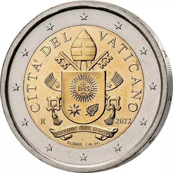 2 Euro Kursmünze Vatikan Wappen Papst Franziskus