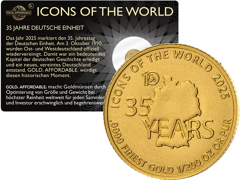 1/200 Unze Gold Ruanda Icons of the World - 35 Jahre Deutsche Einheit 2025