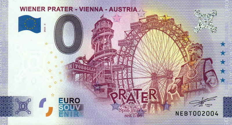 0-Euro-Banknote Österreich Wiener Prater 2023