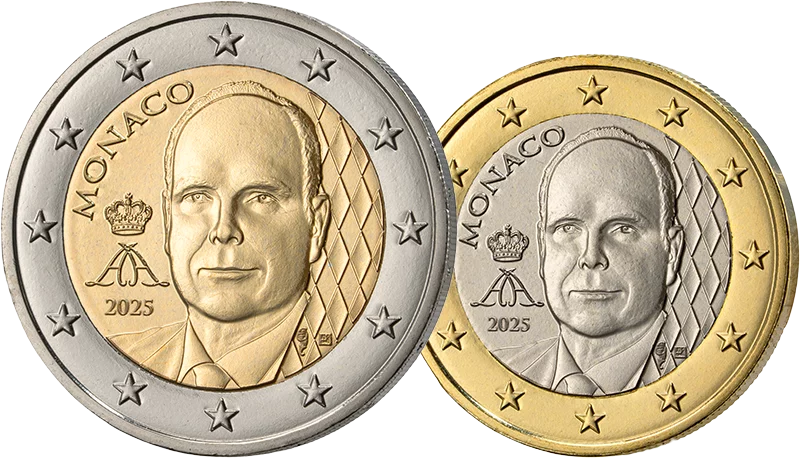 1 + 2 Euro Monaco Fürst Albert II. 2025