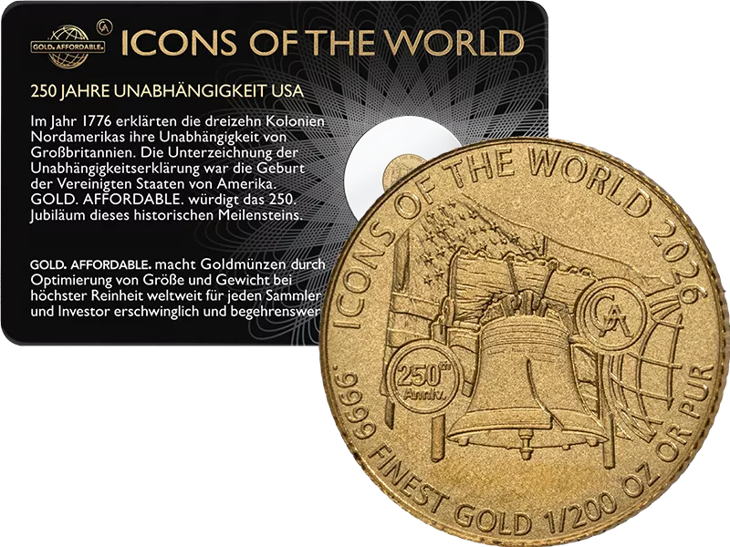 1/200 Unze Gold Ruanda Icons of the World - 250 Jahre Unabhängigkeit USA 2026