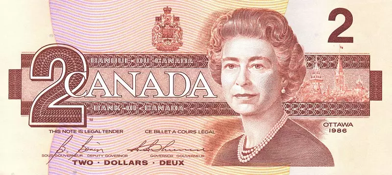 2 Dollars Kanada Banknote Queen 1986