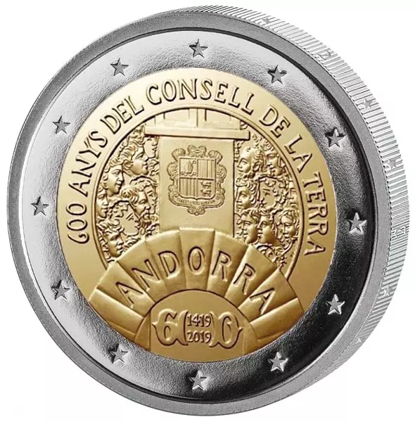 2 Euro Andorra 600. Jahrestag des Consell de la Terra 2019