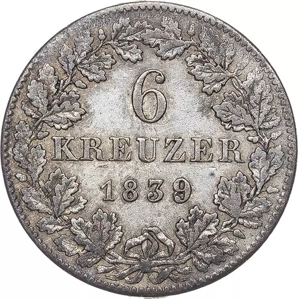 6 Kreuzer Hohenzollern-Sigmaringen Fürst Karl 1839 - 1846