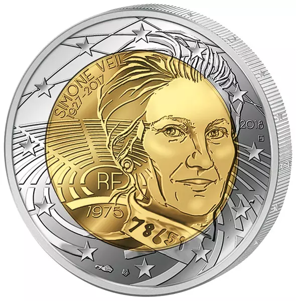 2 Euro Frankreich 1. Todestag von Simone Veil 2018 2 Euro Frankreich 1. Todestag von Simone Veil 2018