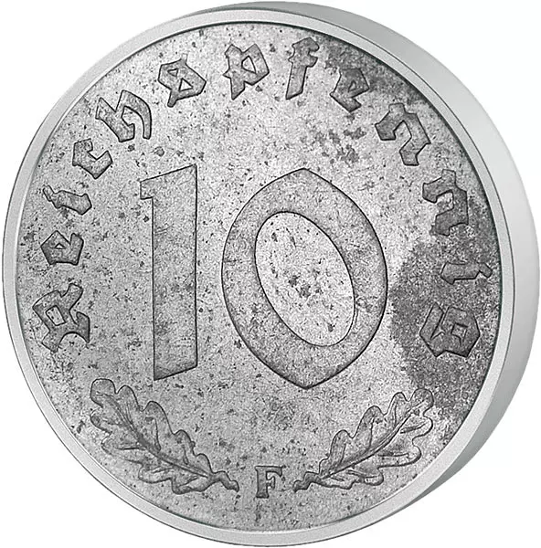 10 Reichspfennig Drittes Reich ohne Hakenkreuz 1945-1948