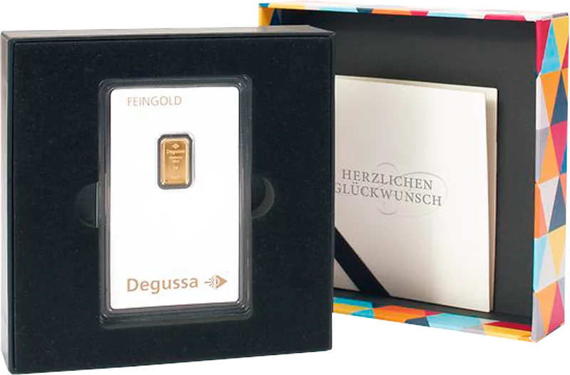 Geschenkschachtel Herzlichen Glückwunsch - für Goldbarren und Münzen in Coin Cards
