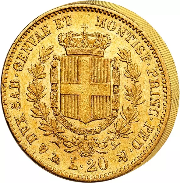 20 Lire Italien König Victor Emanuel II. 1850 - 1861