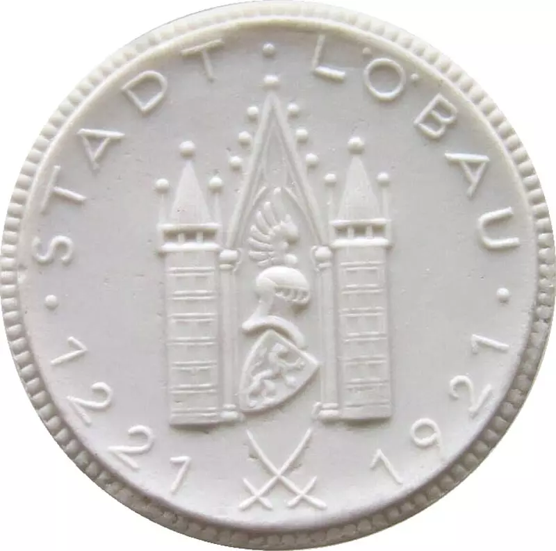 Porzellanmedaille Löbau (Sachsen) Auf die 700 Jahrfeier der Stadt
