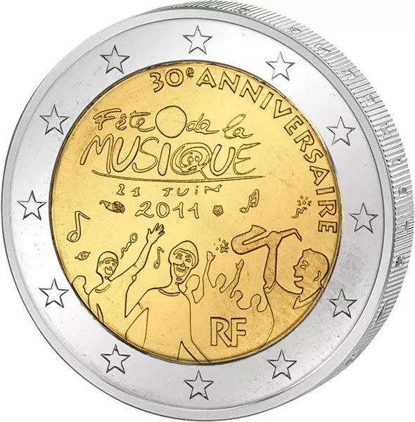 2 Euro Frankreich 30 Jahre Fête de la Musique 2011 2 Euro Frankreich 30 Jahre Fête de la Musique 2011