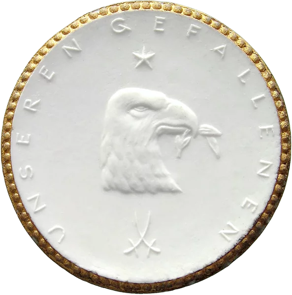 Porzellanmedaille Dresden auf die Brigade Graf Pfeil mit Golddekor