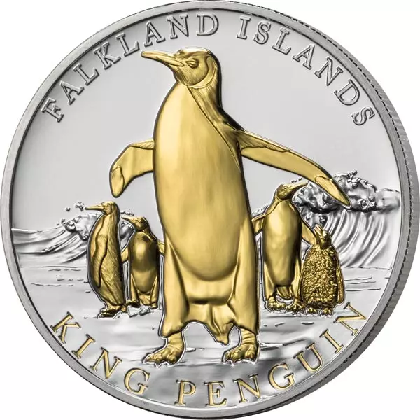 5 Pounds Falkland King Penguin 2025 Shiny Gold Edition 5 Pounds Falkland King Penguin 2025 Shiny Gold Edition
