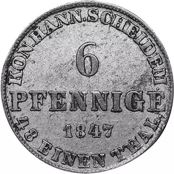6 Pfennig Hannover Sachsenross König Ernst August / Georg V. 1846-1851