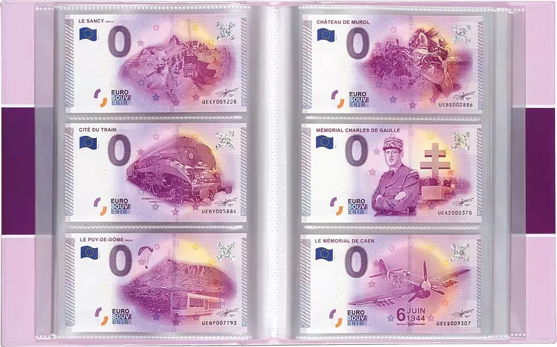 Banknotenalbum für 420 Souvenir-Banknoten mit 70 fest eingebundenen Hüllen