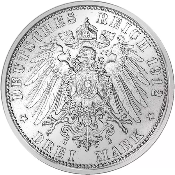 3 Mark Preußen Kaiser Wilhelm II. 1908-1912 sehr schön 3 Mark Preußen Kaiser Wilhelm II. 1908-1912 sehr schön