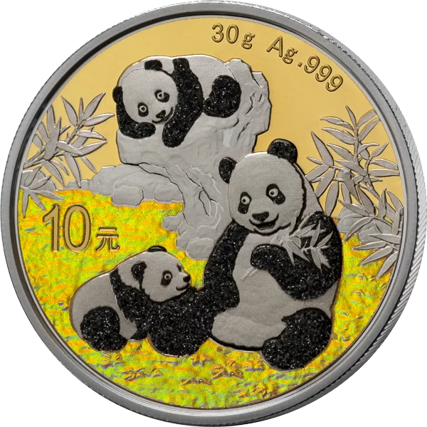 10 Yuan China Premium Panda Selection 2025 mit Gold-Hologramm