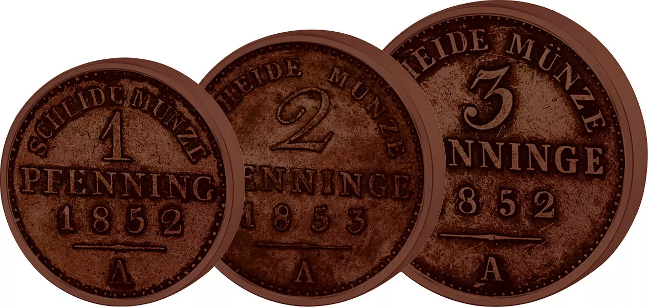 1, 2 und 3 Pfennig Preußen König Friedrich Wilhelm IV. 1841-1860