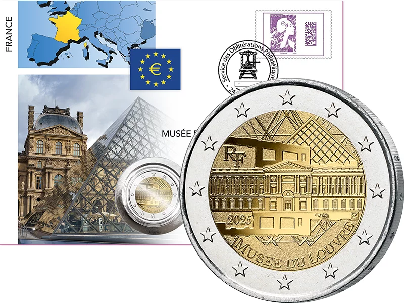 2 Euro Numisbrief Frankreich Le Louvre 2025