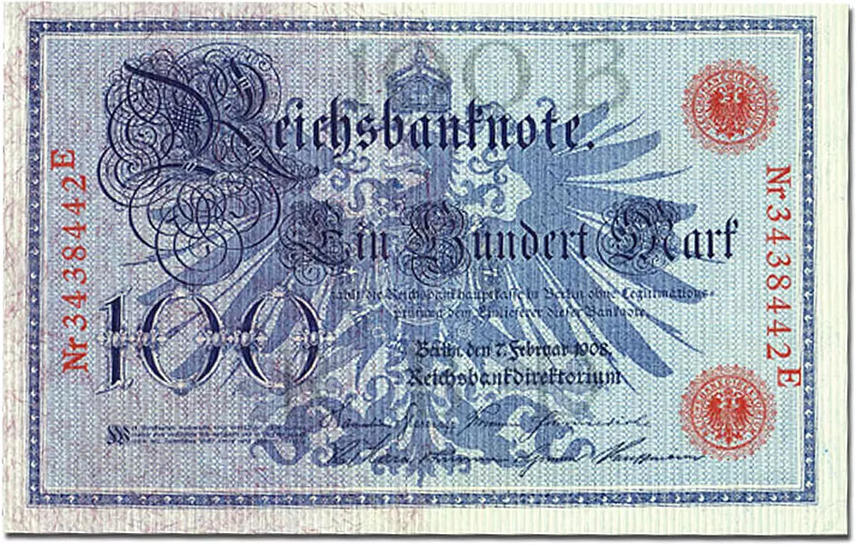 100 Mark Deutsches Reich Reichsbanknote Allegorien 1908