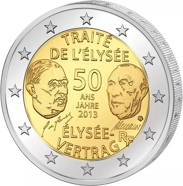 2 Euro Frankreich 50 Jahre Élysée-Vertrag 2013 2 Euro Frankreich 50 Jahre Élysée-Vertrag 2013