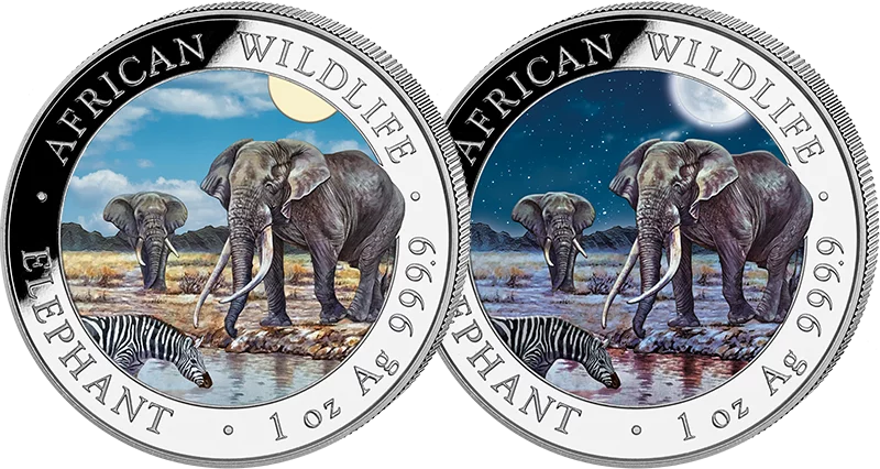 2 x 100 Shillings Somalia Elefant Day & Night 2026