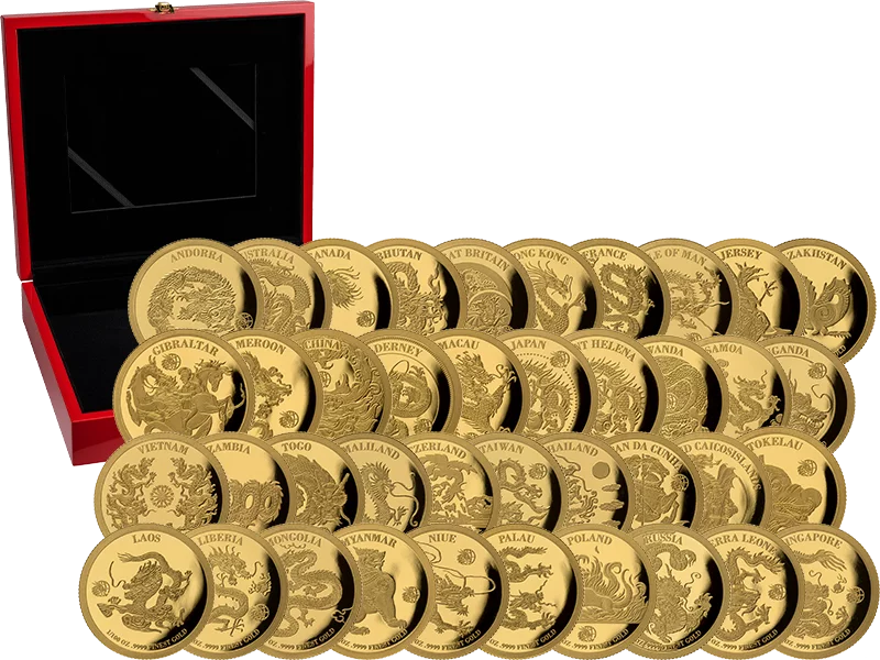 40 x 10 Dollars Barbados Dragon Gold Coin Collection 2024