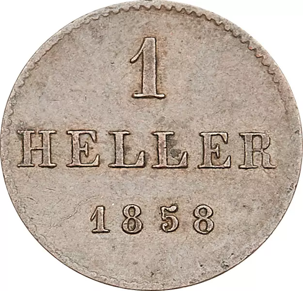 1 Heller Freie Reichsstadt Frankfurt 1852-1858