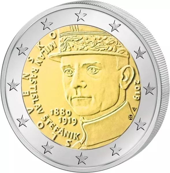 2 Euro Slowakei 100. Todestag von Milan Rastislav Stefanik 2019